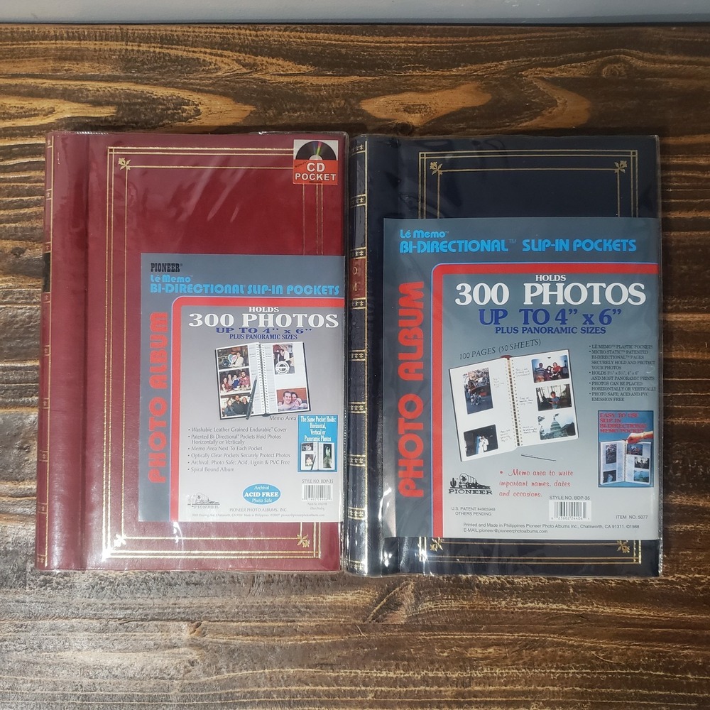 Pioneer Photo Album Lot of 2 BDP-35 300 Photos 4x6 Blue Burgundy New Archival